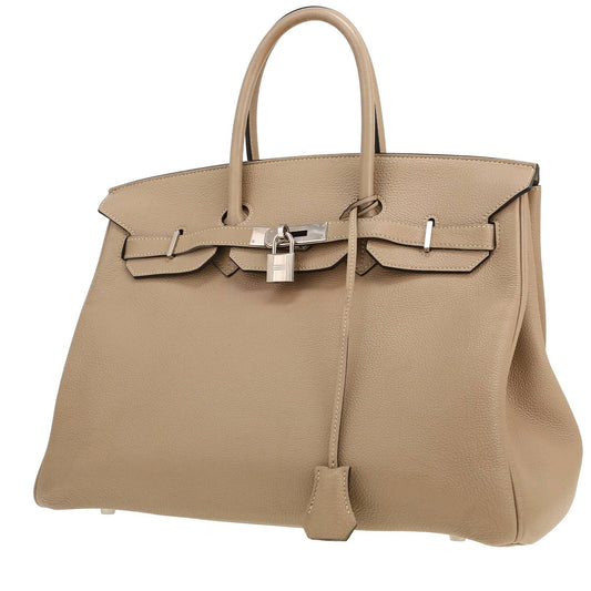 Hermès Birkin Handtasche, 35 cm, aus Togo-Leder in der Farbe Tourterelle-Grau
