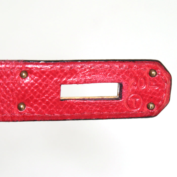 Hermès Kelly Handtasche, 32 cm, aus rotem Courchevel-Leder