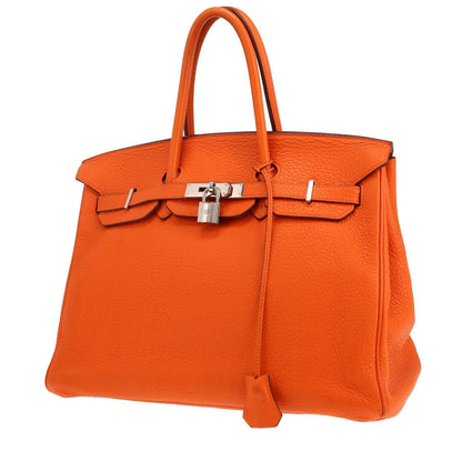 Hermès Birkin Handtasche 35 cm aus orangefarbenem Togo-Leder
