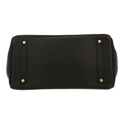 Hermès Birkin Handtasche 35 cm aus schwarzem Fjord-Leder.