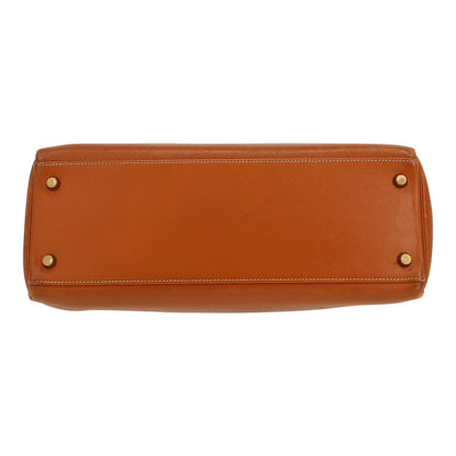 Hermès Kelly Handtasche 32 cm aus goldfarbenem Courchevel-Leder