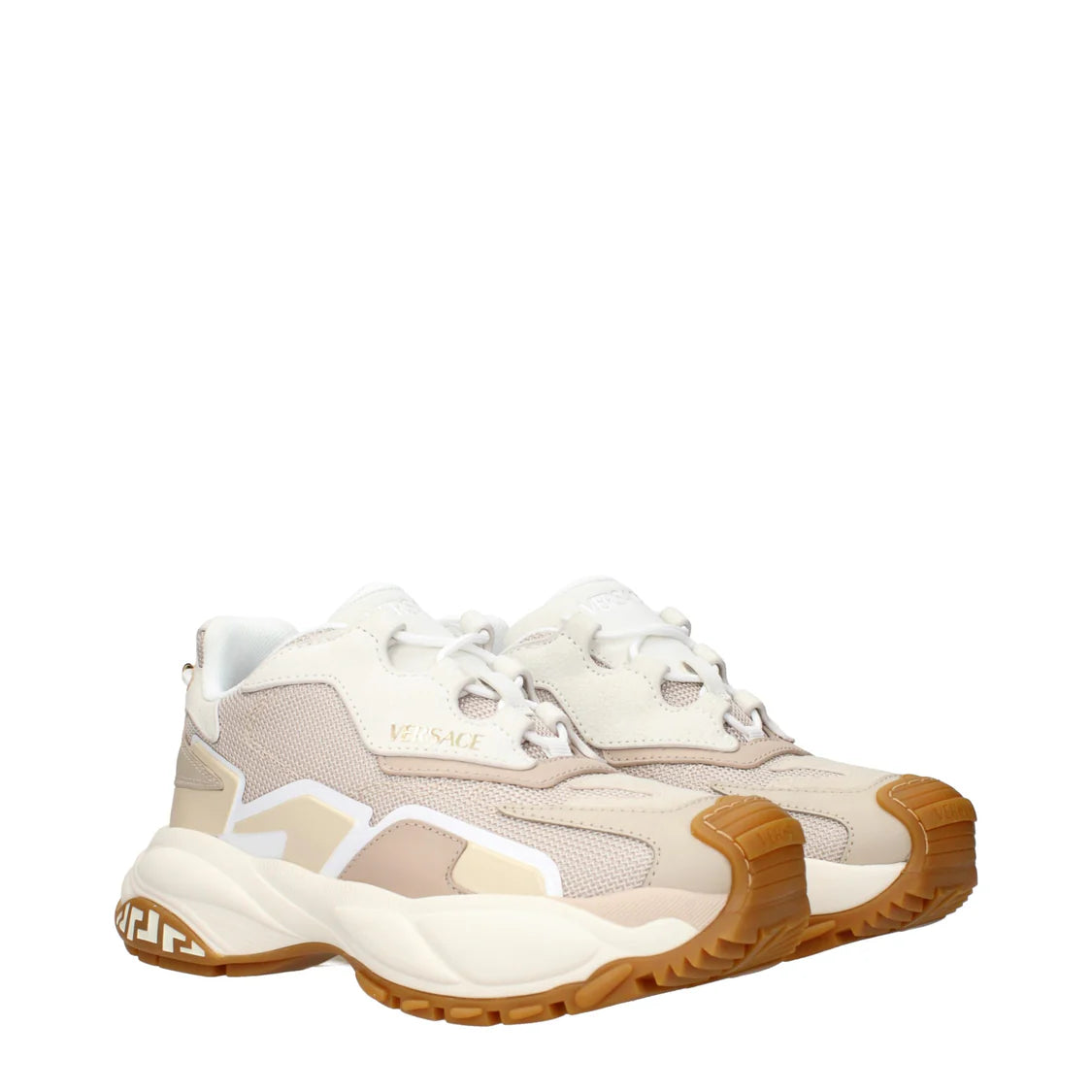 Versace Beige Fabric Chunky Sneakers Größen 35, 36, 39, 40, 41