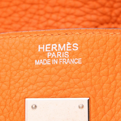 Hermès Birkin Handtasche 35 cm aus orangefarbenem Togo-Leder