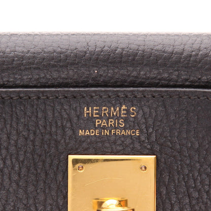 Hermès Kelly Handtasche, 35 cm, aus schwarzem Ardenne-Leder