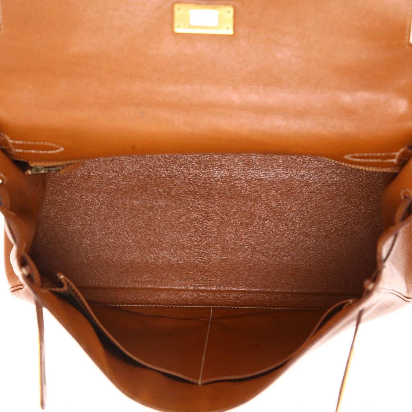 Hermès Kelly Handtasche 32 cm aus goldfarbenem Courchevel-Leder