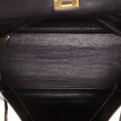 Hermès Kelly Handtasche, 35 cm, aus schwarzem Ardenne-Leder